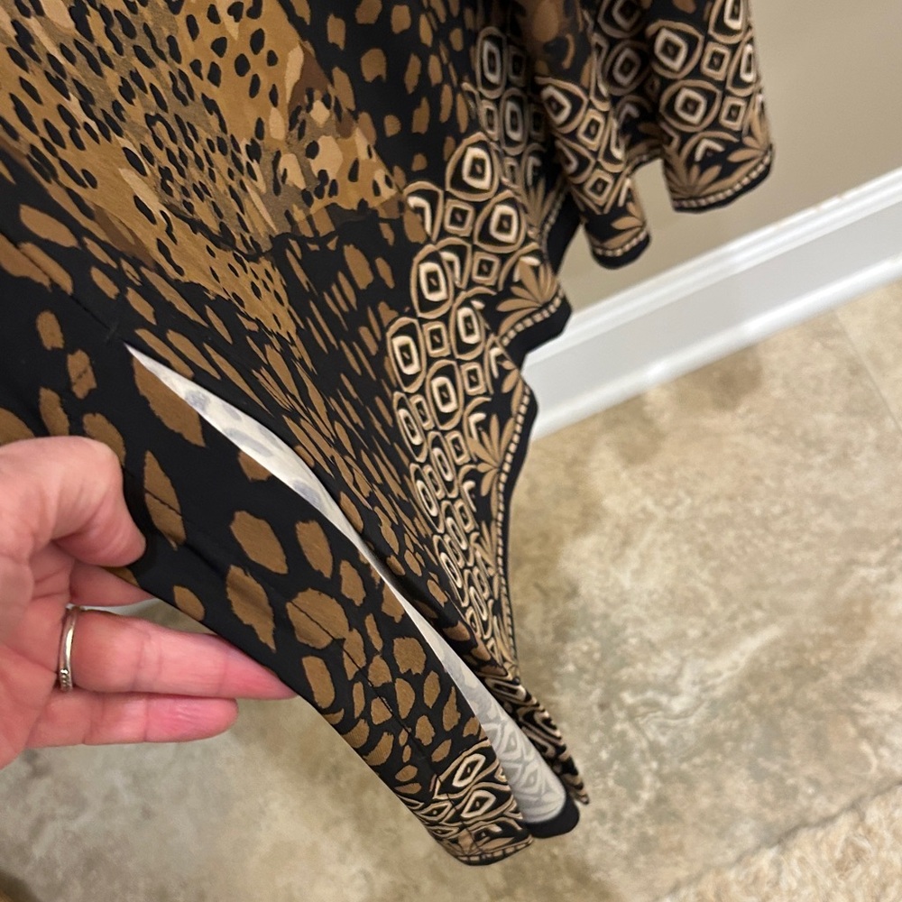 Chico's Black and Brown Animal Print LS Maxi Dress Excellent Preowned Condition - Picture 8 of 11